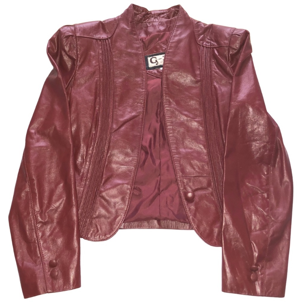 VINTAGE G-III Burgundy Leather Bomber Jacket Small